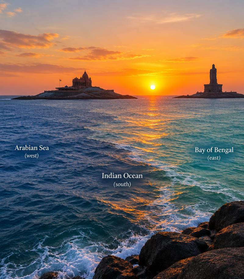 Sunrise over the sea at Kanyakumari